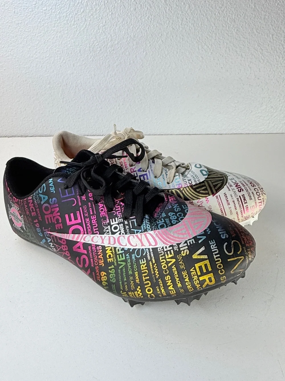 Versace Jeans Couture Logo Print Soccer Cleats Womens 7.5 EU 41 VERY RARE